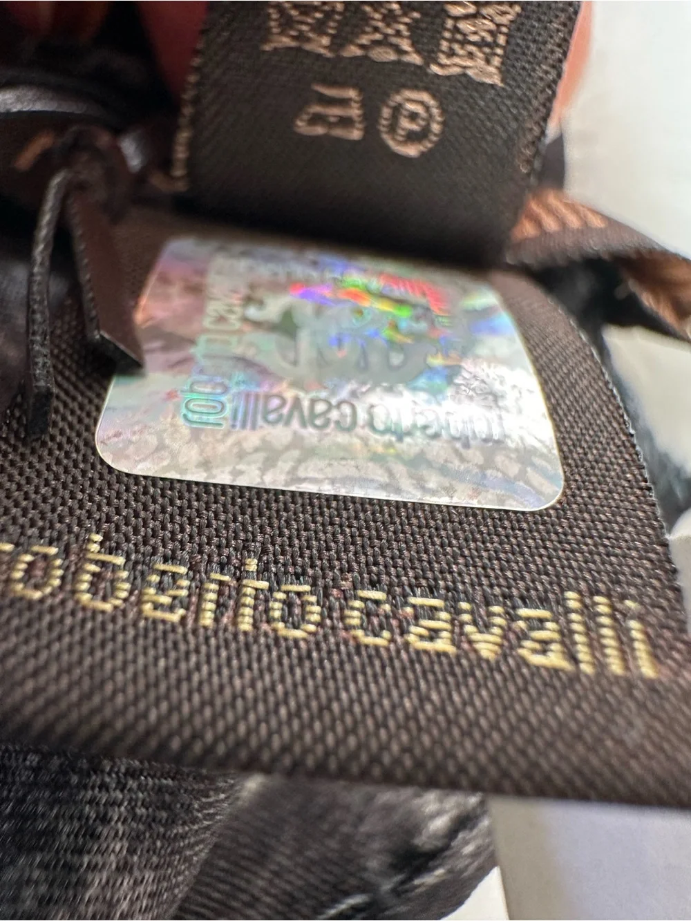Roberto Cavalli Black and Gold Leopard Motif Silk Scarf